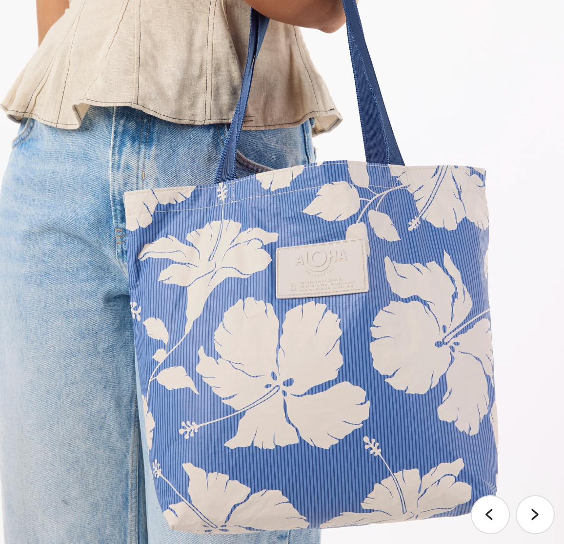 Aloha Collection Salina Tiny Strip Reversible Tote in Navy