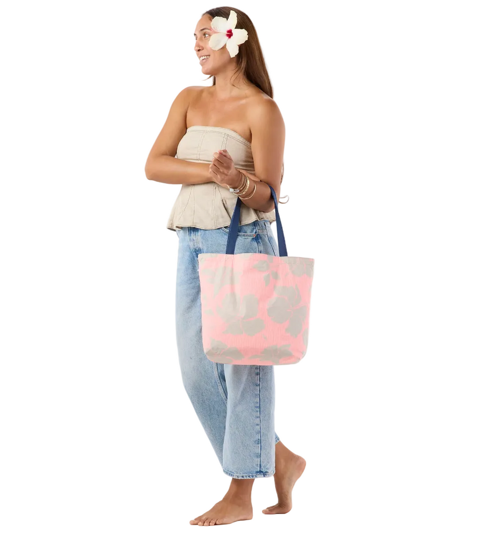 Aloha Collection Salina Tiny Strip Reversible Tote in Navy