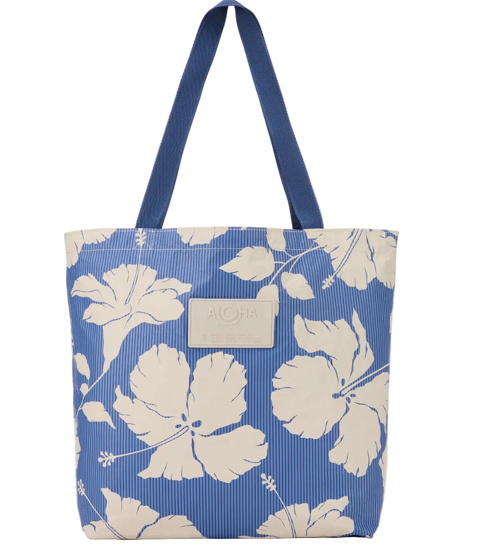 Aloha Collection Salina Tiny Strip Reversible Tote in Navy